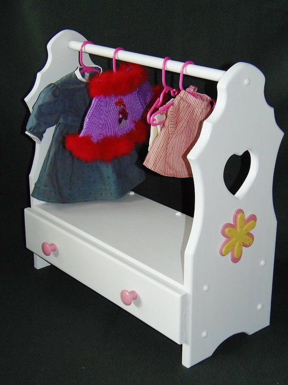 Doll Clothes Organizer perfect for American Girl Doll and 18 dolls with handmade wooden owl appliques