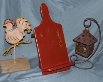 Cutting Board Cook Book stand - Large recipe holder - iPad stand - tablet stand - recharging station