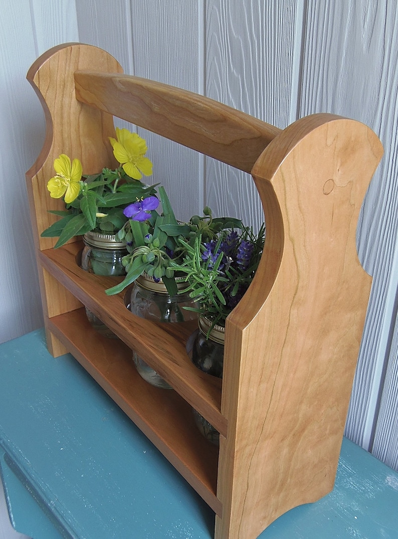Herb or Garden Flower Caddy Made From Reclaimed Cherry Wood Etsy