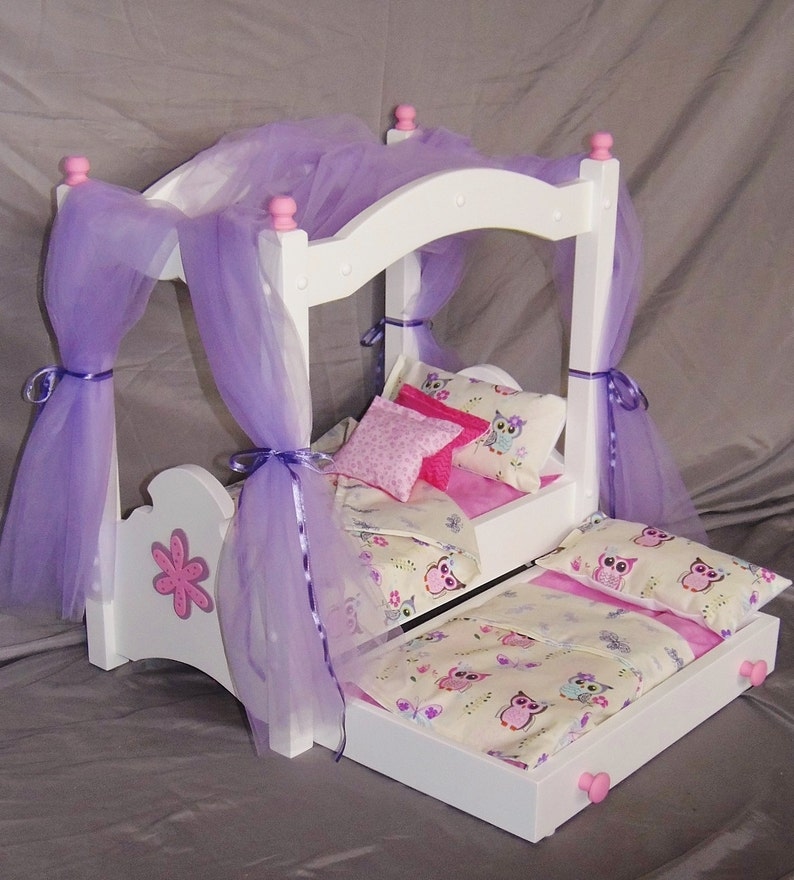 Doll Canopy Bed with trundle bed perfect for American girl Etsy