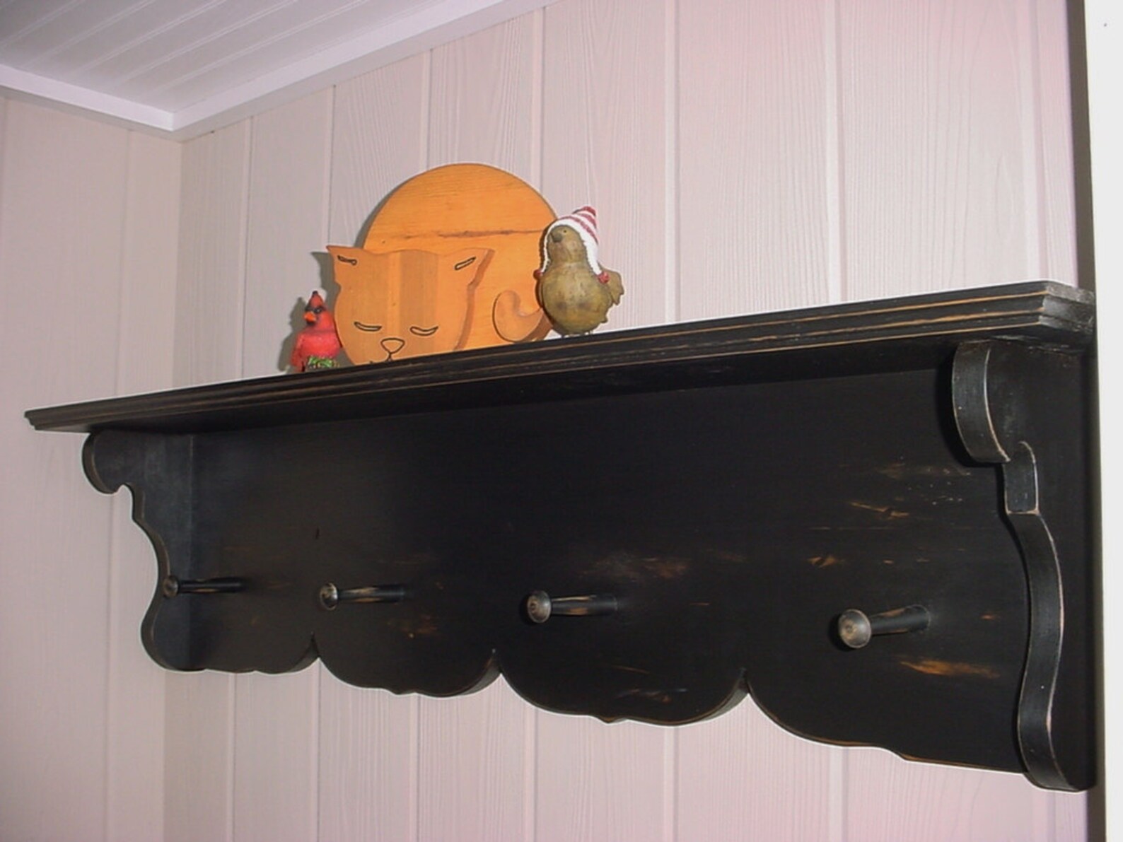 Primitive Four Peg Coat Rack With 40 Shelf Etsy