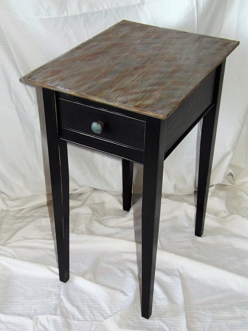 Rustic Barn Wood Top End Table Etsy