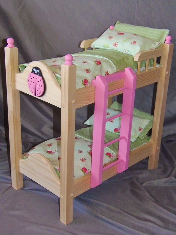 Doll Bunk Bed With Adorable Lady Bug Bedding Perfect For The Image 0