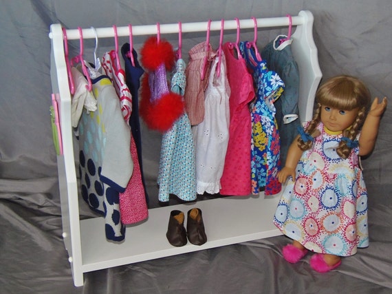 Doll Clothes Organizer perfect for American Girl Doll and 18 dolls with handmade wooden owl appliques