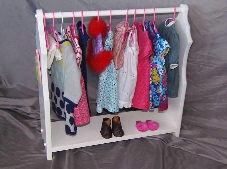 Doll Clothes Organizer perfect for American Girl Doll and 18 dolls with handmade wooden owl appliques