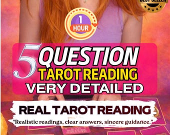 1 Hour Delivery 5-Question Tarot Reading: Love, Career, Future | Personalized Psychic Digital PDF