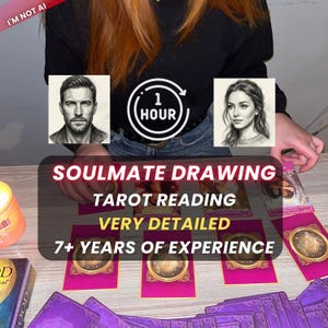 Same Hour Soulmate Drawing and Tarot Reading, Psychic Artist Sketch with Future Husband Traits