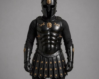 Black Spartan Leonidas Full Body Armor Set – Wearable Cosplay Costume Quilted Armor