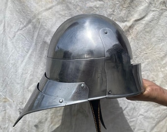 Steel Sallet Helmet, 15th Century Gothic Knight Armor, Reenactment LARP Headgear