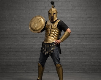 Full Muscle Spartan Armor Set – King Leonidas Battle Suit, 300 Movie Greek Warrior Costume