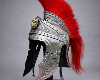 Handcrafted Steel Roman Centurion Helmet with Engraved Details, Wearable Reenactment Armor