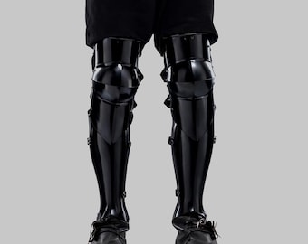 Steel Knight Greaves, Gothic Leg Armor, Medieval Reenactment Cosplay Protection