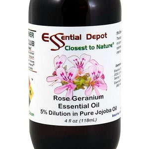 Rose Geranium Essential Oil 5% Dilution in Pure Jojoba 4 fl oz