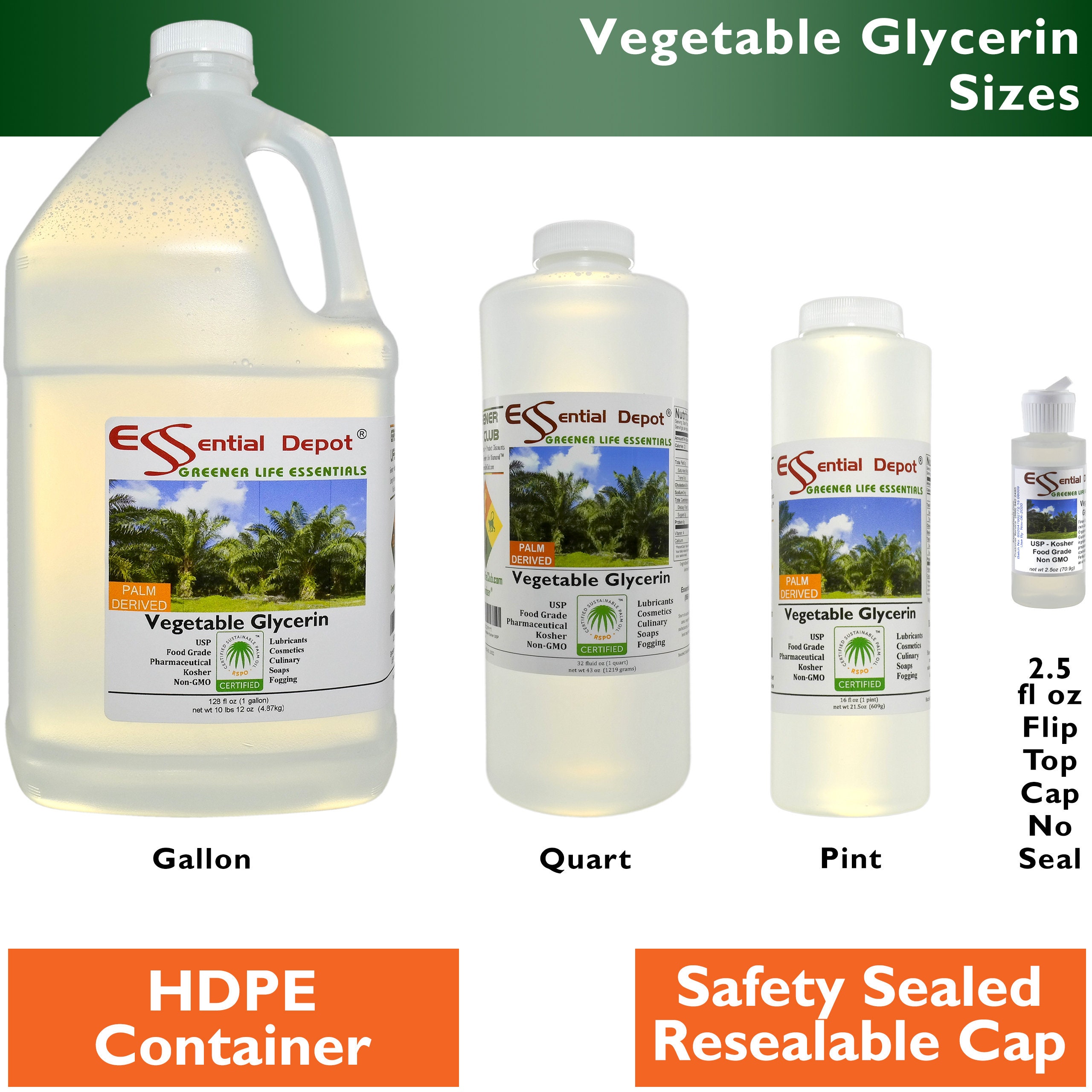 Vegetable Glycerin, Certified Organic, NON-GMO, USP, Vegan
