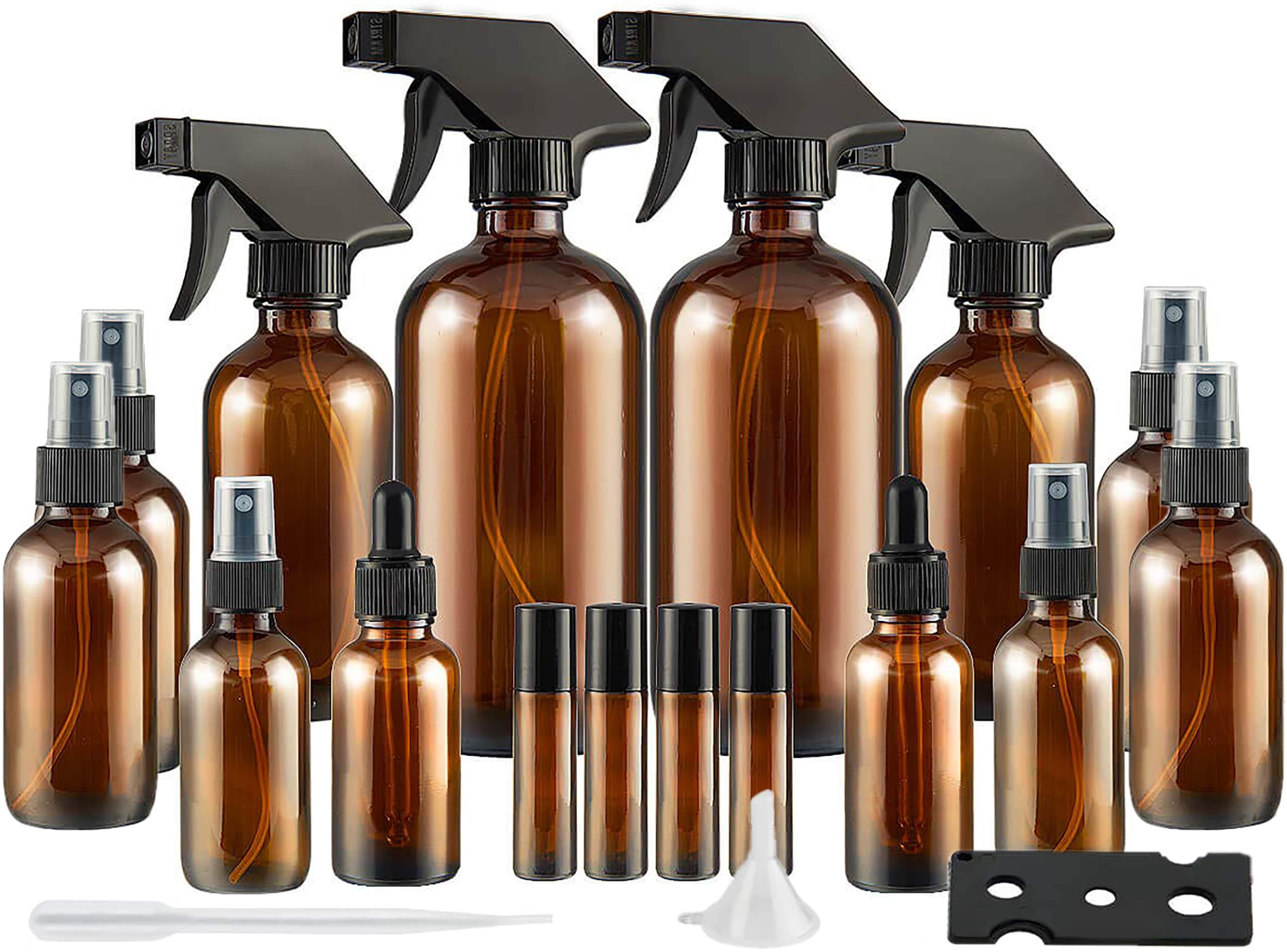 8-Ounce Amber Glass Spray Bottles (2 Pack); Brown Boston Round