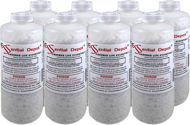16 lbs Potassium Hydroxide Flakes KOH - 8 x 2lb Bottles image 1
