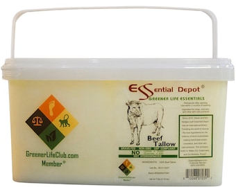 Beef Tallow - GRASS FED - Non-GMO - Food Grade - 7 lb - Greener Life Club Box
