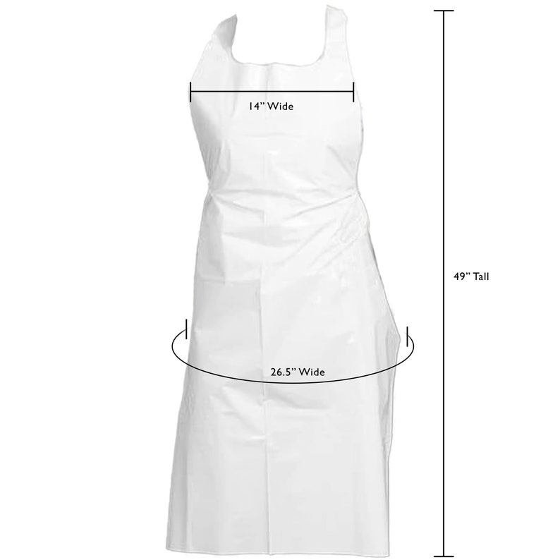 Pode incluir: Avental de pl&aacute;stico branco com al&ccedil;as ajust&aacute;veis. Mede 124 cm de altura, 35 cm de largura no pesco&ccedil;o e 67 cm de largura na parte inferior.