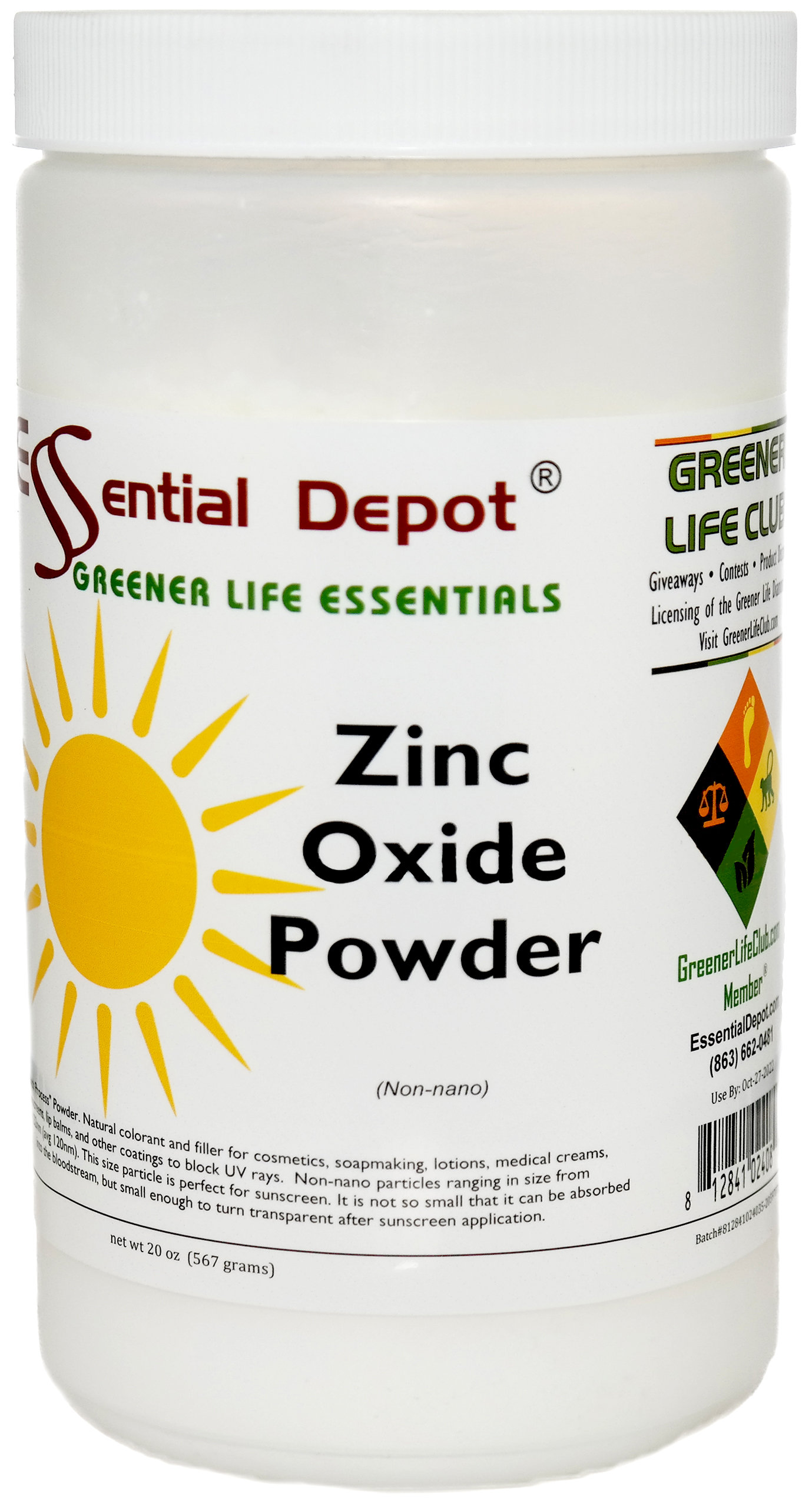 Zinc Oxide Powder - 20 Oz - Non Nano ASTM D-4295 - Safety Sealed