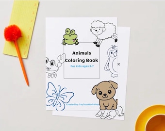Interactive Childrens Coloring Book | 11 Printable  Pages with Fun Questions | Digital Downlaod for tablet, phone, or prints