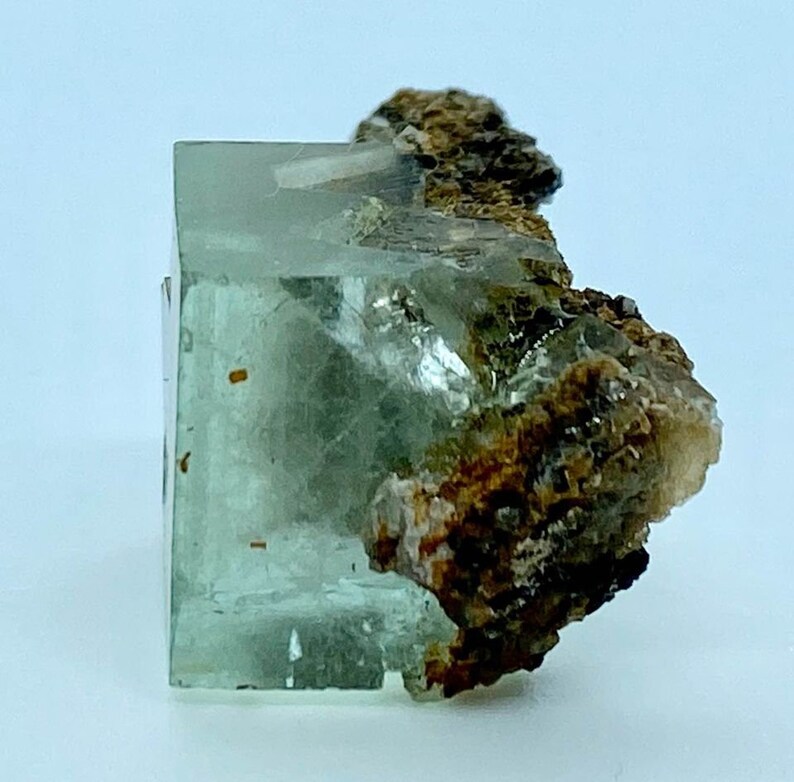 Sea Green Fluorite Crystal on the Matrix