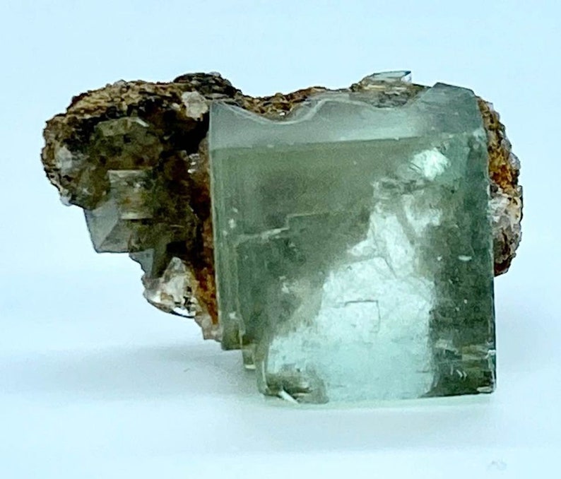 Sea Green Fluorite Crystal on the Matrix