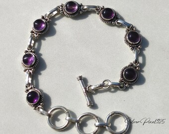 Amethyst Armband, Minimalist Sterling Silber Frauen Schmuck, Februar Birthstone Armband