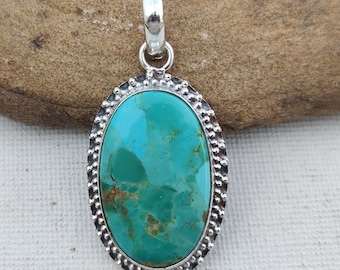 Handcrafted - Kingman Turquoise Pendant | 925 Sterling Silver Arizona Gemstone | Charming Pendant For Women