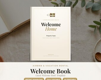 Editable Airbnb Guest Book Template, Vacation Rental Welcome Guide (Fillable PDF)