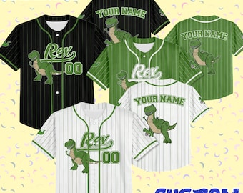 Camiseta de béisbol personalizada de Toy Story de Rex, camiseta de dinosaurio de Disney, camiseta de personaje de Toy Story, atuendo a juego para viaje a Disney