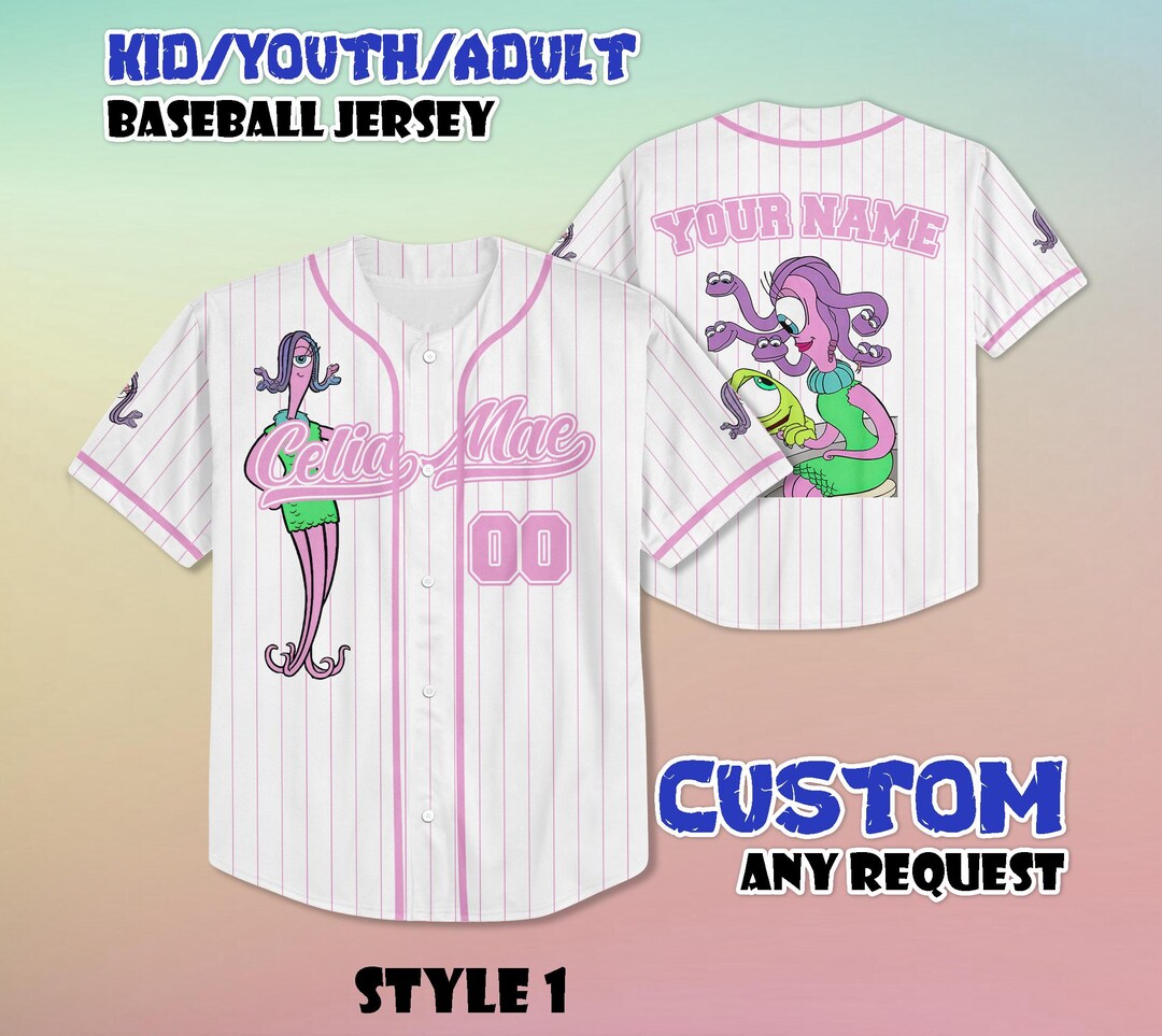 Custom Celia Mae Monsters Inc Baseball Jersey, Pixar Disney Family ...