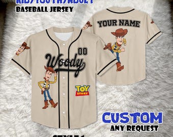 Camiseta de béisbol personalizada de Woody, atuendo de viaje personalizado de Disney Toy Story