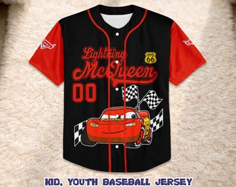 Camiseta de béisbol personalizada de Cars de Rayo McQueen, camiseta de animación, atuendo de Disney