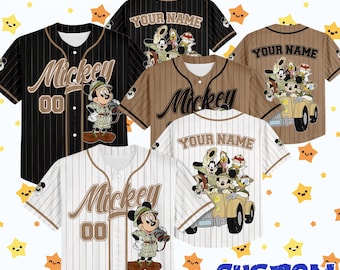 Camiseta de béisbol personalizada de Mickey Mouse Safari, camiseta de béisbol personalizada de Disney Animal Kingdom, camiseta de Disney con modo Safari, vacaciones familiares