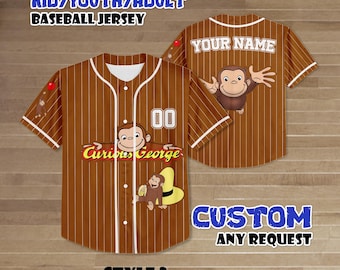 Camiseta de béisbol personalizada de cumpleaños de Jorge el Curioso, camiseta personalizada de cumpleaños de Jorge el Curioso, camiseta a juego de cumpleaños de la familia Jorge el Curioso