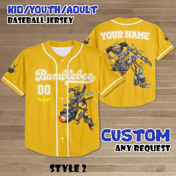 Anpassad Bumblebee Transformers basebolltröja, present till fans