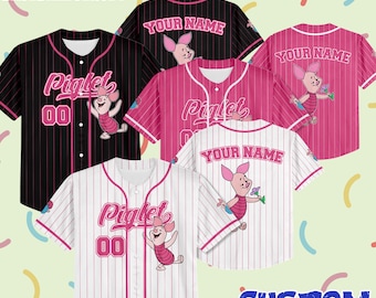 Custom Piglet Baseball Jersey, Winnie The Pooh, Disneyland Gift