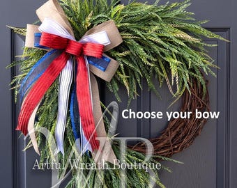 Patriotic Summer Wreath, Fourth of July Wreath, Front Door Wreath, Large Wreath, Red White Blue Wreath, America's 250th Birthday