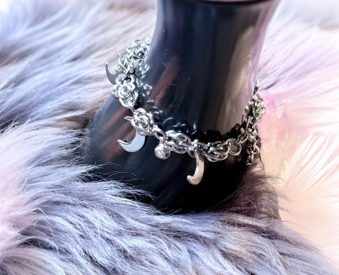 Stainless Steel Crescent Moon Chainmail Bracelet With Bells – Sweet Pea ...