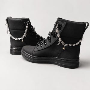 Chainmail Boot Chains with Bells, Moon Charms, Gothic Witchy Boot Jewelry