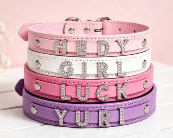 Collare per cani personalizzato con nome a lettera in strass, collare per animali domestici, collare per cani e gatti con fibbia in metallo, regalo per amanti degli animali, regalo per papà di cani