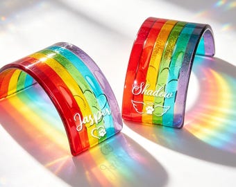 Scultura commemorativa personalizzata in vetro fuso a forma di ponte arcobaleno per animali domestici - Nome personalizzato