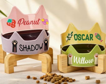 Ciotola in ceramica personalizzata per animali domestici con orecchie, ciotola per acqua per cani e gatti