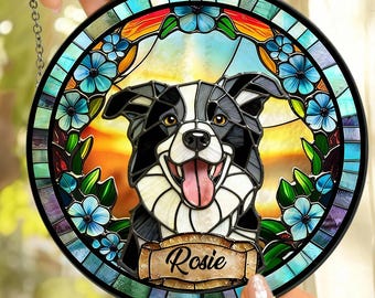 Acchiappasole personalizzato con ritratto di animale domestico in vetro colorato, regalo commemorativo