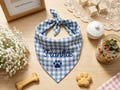 Custom Embroidered Cotton-Linen Dog Bandana: Paw Print Tribute Scarf, Personalized Pet Neckwear, Dog Lover Keepsake Gift