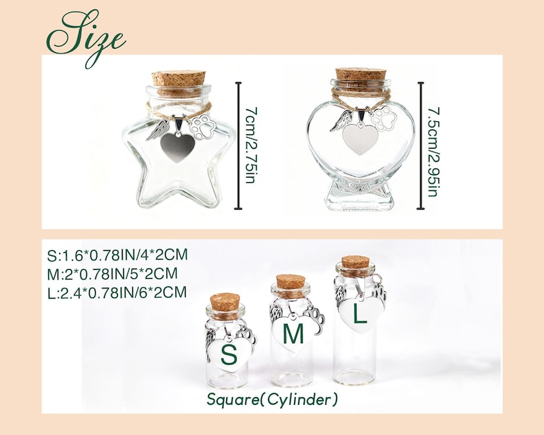 Personalized Star&Heart Shape Pet Fur Keepsake Glass Jar Pet Hair Memorial Jar Pet Sympathy Gift Dog Cat Remembrance Gift Pet Loss Gift image 9
