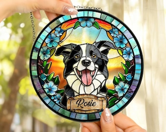 Custom Pet Portrait Stained Glass Dog Portrait From Photo Dog Loss Keepsake Pet Memorial Stained Glass Photo Suncatcher Pet Keepsake
