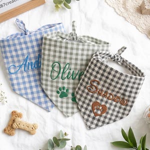 Custom Embroidered Cotton-Linen Dog Bandana: Paw Print Tribute Scarf, Personalized Pet Neckwear, Dog Lover Keepsake Gift image 10