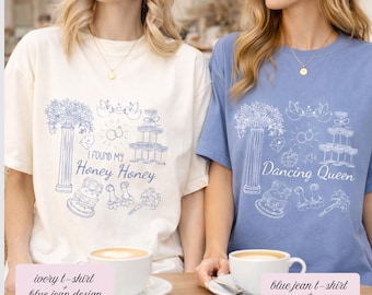 Mamma Mia Honey Honey vrijgezellenfeest shirt, disco bach trip comfort kleuren T-shirt, bijpassend shirt bruidsploeg, bruids douche top