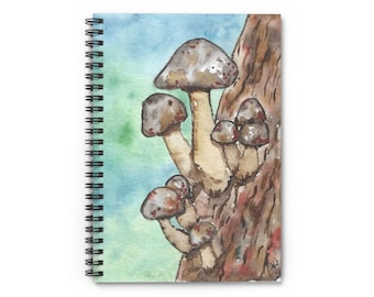 Mushroom Watercolor Spiral Notebook | Ruled Journal